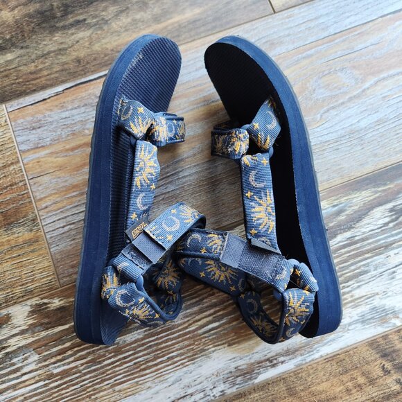 Teva Original Universal Sun & Moon Insignia Sport Sandals Hook&Loop Blue - Picture 7 of 14